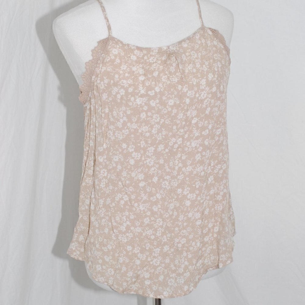 Cream White Floral NWT Mine Womens Medium Tank Top Spaghetti Strap Thick Lace